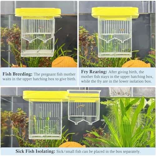 Aquarium Fish Breeding Box Floating Acrylic Hatchery Incubator Tank with Isolation Box for Guppy Baby Betta Saltwater or Injured Fish