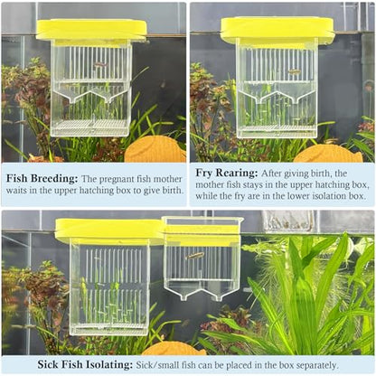 Aquarium Fish Breeding Box Floating Acrylic Hatchery Incubator Tank with Isolation Box for Guppy Baby Betta Saltwater or Injured Fish