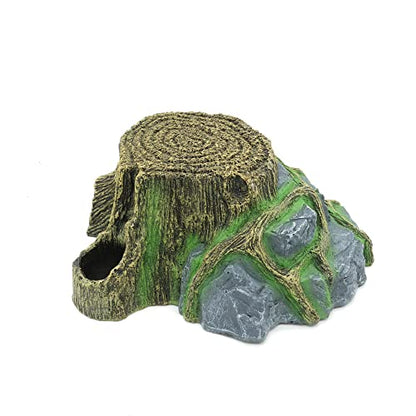 JIHAQUA Resin Large Turtle Tank Accessories Reptile Hideouts Cave Habitat Decor for Gecko Leopard Lizards Toad