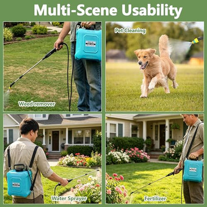 Upgraded 2-Gallon Battery Sprayer Used for Fertilizer, Pesticides, Weeds & Pests, – USB Charging, 6 Nozzles, 2 Speeds, Retractable Wand, Adjustable Shoulder Strap (Blue) - color: Blue