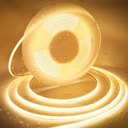 AXMOTUT 32.8ft COB LED Strip Lights Waterproof IP68, 3000K Warm White Outdoor 24V Dimmable Silicone LED Tape Lighting High Density, 6000LM+, 3200LEDs Clips and Screws(Power Supply Not Included) - size: 2700K/32.8ft-IP68