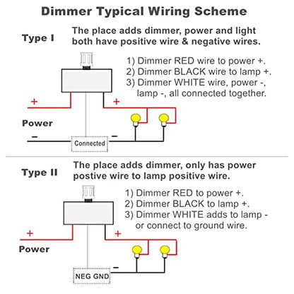 Acegoo 12V Dimmer Switch 2-Pcs, RV Light Dimmer High Side PWM Dimming Switch for Boat Camper Trailer Van Truck Cars, Works with LED Light Fixture, Halogen, Incandescent, Strip Lights - color: 4A-2pcs