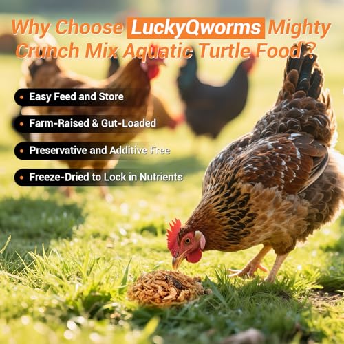 Mighty Crunch Mix Aquatic Turtle Food - 1 Lbs Resealable Bag of High Protein Insect Blend, Dried Mealworms, River Shrimp, Crickets - for Turtles, Reptiles & Amphibians, Chicken, Birds