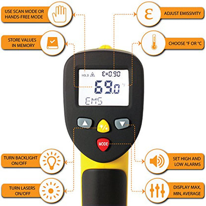 Temperature Gun (NOT for Body Temp) - Accurate High Temperature Dual Laser Infrared Thermometer -58°F to 1922°F - Digital Surface IR Thermometer eT1050D - style: eT1050D