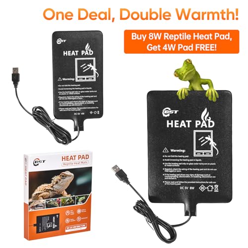 Waterproof Heating pad Plant Heating pad 8.0x8.0 Inch 12W Under Tank Terrarium Heating Mat, Reptile Heat Pad, Reptile Heating Pad for Turtle, Lizard, Hermit Crab, Frog, Snake ﻿﻿