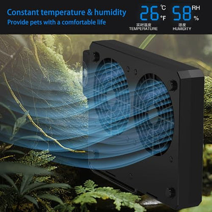 Reptile Fan & Terrarium Dehumidifier – Smart Dual-Row Humidity Fan for Reptile Tank, Snake, Gecko, Bearded Dragon Enclosure - size: Dual fans