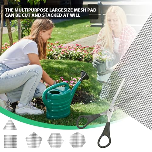 Flower Pot Hole Mesh Pad 10PCS 11.8 X 7.8 Inch/ 3.9 X 3.9 Inch Plastic Mesh Screen DIY Drainage Netting Pot Bottom Grid Mat Plant Drainage Screen Mesh Bonsai Mesh Keep Soil from Flowing Away - color: 5pcs Rectangular + 5pcs Square