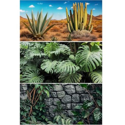 3 Pcs Reptile Background for Terrarium 40 Gallon, Bearded Dragon Tank Background 36x18 inches, Leopard Gecko Tank Accessories, Desert, Jungle, Rocky Style Terrarium Supplies Décor