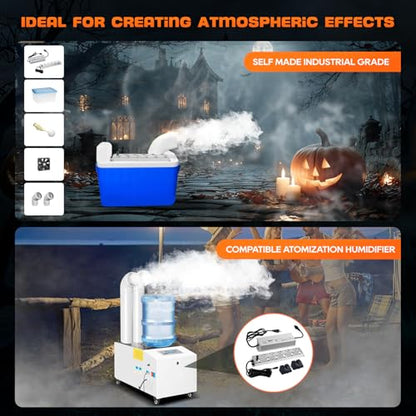 Ultrasonic Mist Maker Fogger 12 Head(9000ml/H), 110V 400W Power Water Proof Ultrasonic Mister,Fogger Humidifier with Float, for Halloween Atmosphere, Vegetable Preservation, Landscape - size: Mist Maker Fogger 12 Heads