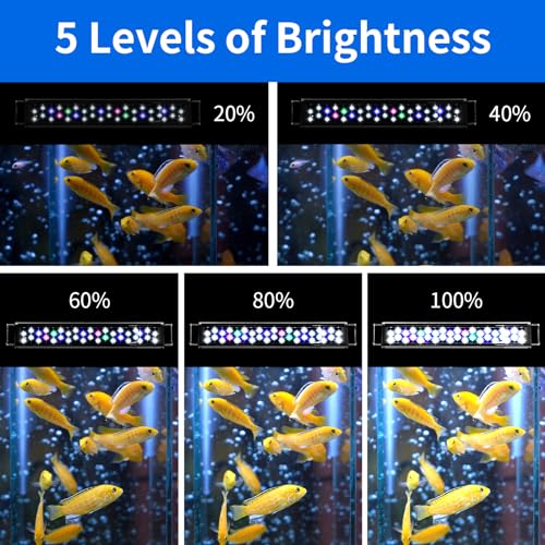 AQUANEAT LED Aquarium Light for 8 to 10 Inch Fish Tank, Auto On Off with Timer, Full Spectrum, Adjustable Brightness, Daylight Moonlight Mode, for Fresh Water Low-to-Mid Light Plants - size: 8"-10"