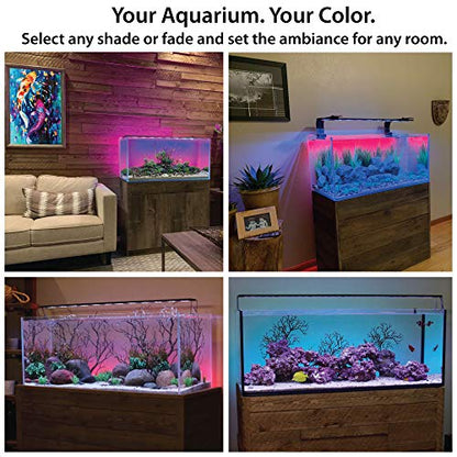 ColorCast Smart LED Aquarium Background Light Kit with Frosted Background Film | Smartphone and Voice Control | 24/7 Timers | Alexa and Google Home | for Aquariums, Terrariums and Vivariums | 18"-32" - size: 18" | 18" to 32"