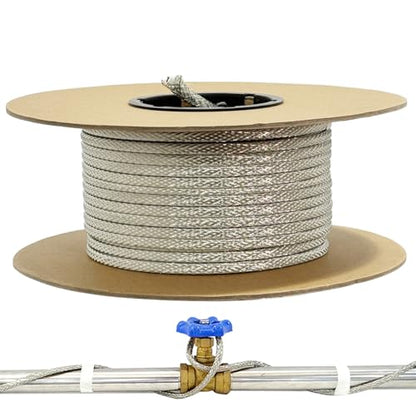 300' HTM Braid Self Regulating Heating Cable Mobile Home Heat Tape Water Pipes Freeze Protection Heat Trace Energy Saving Heat Tape for Water Hose - style: 300 ft