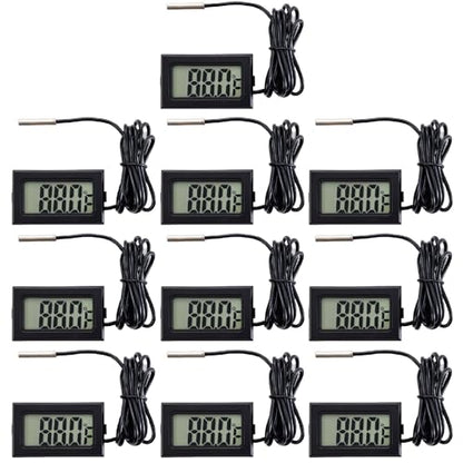 10 Pieces of Digital LCD Thermometers, Temperature Digital LCD Refrigerator Thermometers, Water Temperature, with Probes, in Fahrenheit.