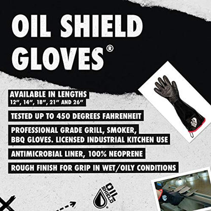 Oil Shield, 18" High Temperature,100% Neoprene Glove, Size Small, Black - size: Small