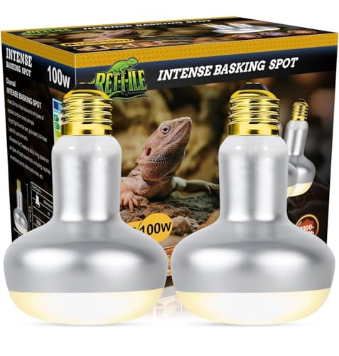 Reptile Heat Lamp 100W, Intense UVA Basking Light Bulbs, Flat-Base Heat Emitter, Heat Lamp Bulb for Reptile Chick 2 Pack - style: Natural Basking Light Bulb 100W