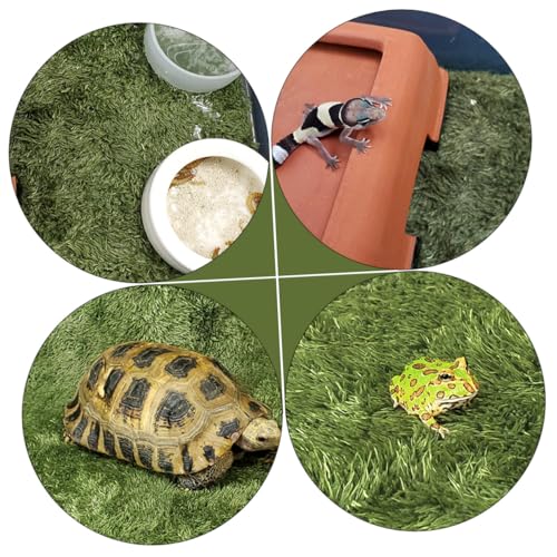 Toyvian 2Pcs Simulated Moss Carpets for Reptiles and Tortoises Moisturizing Fake Lawn Mats for Terrarium Natural-Looking Reptile Bedding for Humid Environments