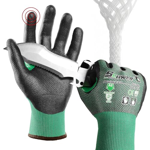 Schwer AIR-SKIN ANSI A6 Cut Resistant Gloves, AR3908 Cut Proof Glove, Ultra Thin Cutting Glove with Reinforced Thumb, Non-PFAS, Wire & Fiberglass Free, Work Glove for Mechanics, L, 6 Pairs - size: Large, style: 6 Pairs