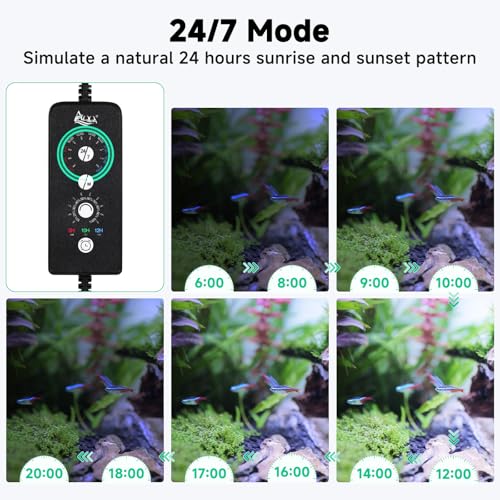 AQQA LED Aquarium Light, 24/7 Mode IP68 Waterproof Extendable Bracket Fish Tank Light, DIY Mode Full Spectrum Aquarium Plant Light, Adjustable Timer/Brightness Memory Function for 24-32 Inch Fish Tank - size: For 24-32 inch fish tank