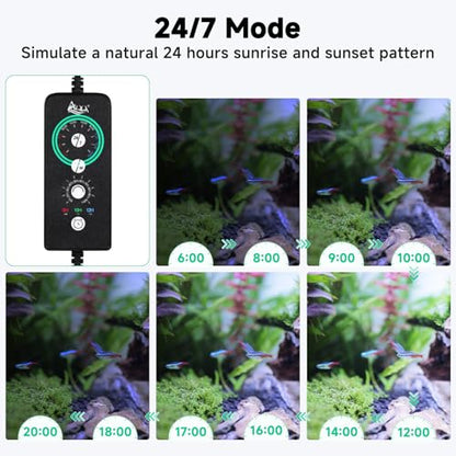 AQQA LED Aquarium Light, 24/7 Mode IP68 Waterproof Extendable Bracket Fish Tank Light, DIY Mode Full Spectrum Aquarium Plant Light, Adjustable Timer/Brightness Memory Function for 40-48 Inch Fish Tank - size: For 40-48 inch fish tank