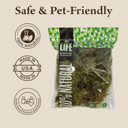 The Habitat Life - Natural Deco Moss - for Reptiles, Amphibians & Invertebrates Terrariums - Humidity Control - Natural Look & Feel - Soft Surface - Dye-Free & Safe - Medium - 1 Pack - size: Medium, style: Deco Moss