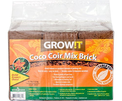 GROW!T JSCPB - Coco Coir Mix Brick (Pack of 3), Brown - Protects Plants All Year Long, Free from Pathogens and Seeds, Alternative to Potting Soil, Perfect for indoor or outdoor usage