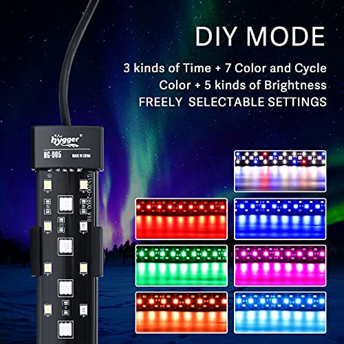 hygger 24/7 Mode Submersible Aquarium LED Light, Full Spectrum Hidden Fish Tank Light with 3 Rows Beads 7 Colors Auto On Off Sunrise-Daylight-Moonlight, Adjustable Timer Brightness - size: 27.4in 16W