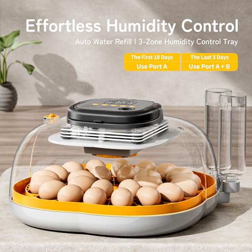 25 Egg Incubators for Hatching Eggs, Spacious Interior with Protective Wall, Top Handle, Automatic Egg Turning, Smart Lockdown Mode, Incubation Day, Auto Water Refill, for Chicken, Quail & Duck Eggs - size: 25 Eggs