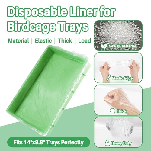 RAINFLOW Disposable Bird Cage Liner - 40PCS Elastic Plastic Small Animal Cage Liners Waterproof Easy to Clean Leakproof for Portable Birdcage Litter Box Liners for Parakeet Hedgehog Hamster (14x9.8in)