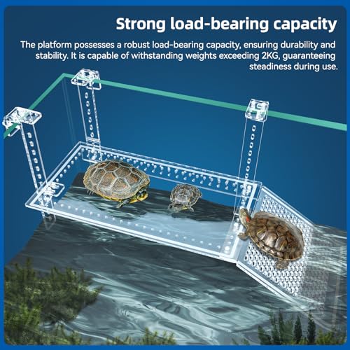 Turtle Docks Large Adjustable Turtle Basking Platform for Aquatic Turtles, Design for Tanks 0.3"-2" Thick, Stable Construction,Slip-Resistant Ramp,Adjustable Ramp Direction (13'' x 6.9'') - size: 13'' x 6.9''