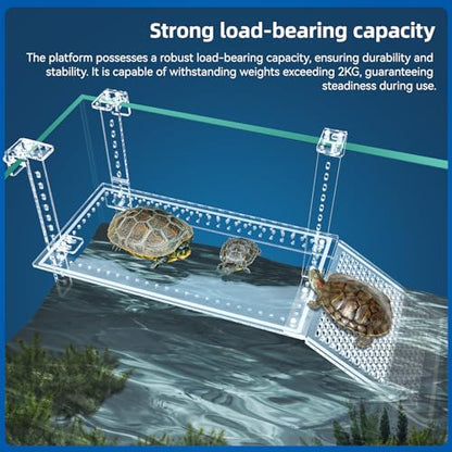 Turtle Docks Large Adjustable Turtle Basking Platform for Aquatic Turtles, Design for Tanks 0.3"-2" Thick, Stable Construction,Slip-Resistant Ramp,Adjustable Ramp Direction (13'' x 6.9'') - size: 13'' x 6.9''