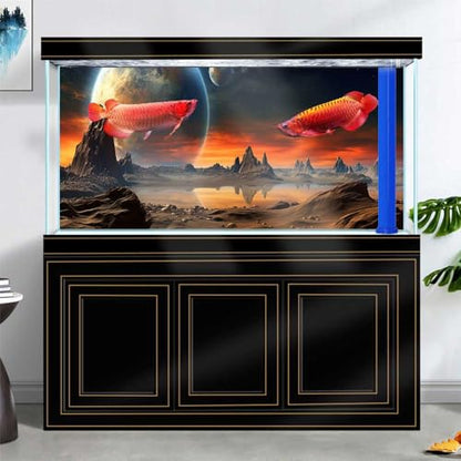 24X16IN Cosmic Aquarium Background, Cool Parallel Space Themed Fish Tank Background, Tropical Desert Terrarium Background with 8 EVA Double-Sided Tape - color: Outer Space, size: 24X16in/60X40cm