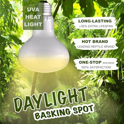 75W 2-Pack Reptile Basking Heat Bulb, UVA Daylight Heat Lamp Bulbs for Bearded Dragons, Turtles, Snakes, Lizards & Amphibians - Provides Infrared Heat Output & Sunlight Simulation Heating Light - style: 75W Daylight