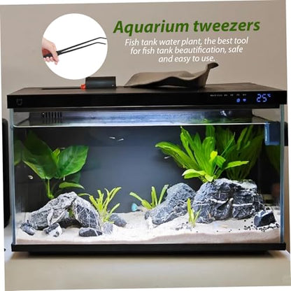 2Pcs Feeding Tongs, 11 Inch Extra Long Stainless Steel Aquarium Tongs with Curved Tip, Long Tweezers Terrarium Feeder Tool for Reptile Tank Accessories, Tweezers