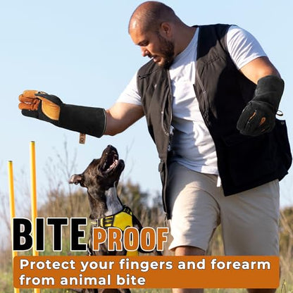 Animal Handing Gloves- Bite Proof, Puncture & Scratch Resistant for Safe Handling, Garden Gloves - color: Black, size: 16-inches