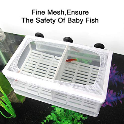 Senzeal Aquarium Fish Breeder Box Fish Fry Hatchery Incubator Net Nylon Isolation Mesh with 3pcs Pipette (Large) - size: Large