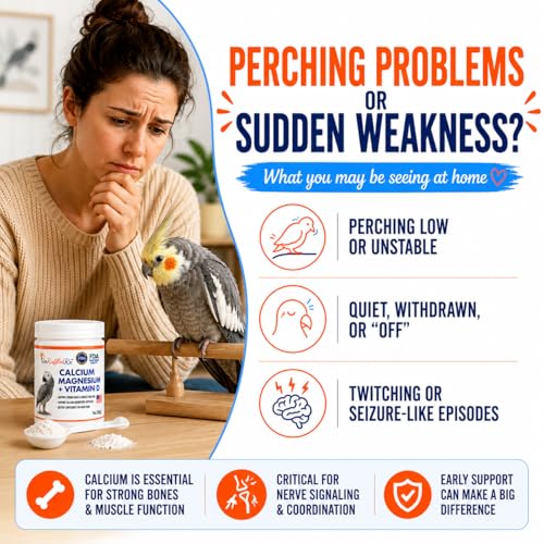 UnRuffledRx™ Bird Calcium Plus with Magnesium and D3, Dissolves Clear and Tasteless in Water, Supports Bone, Muscle, Feather and Egg Health, 45 Servings, Made in FDA-Registered USA Facility