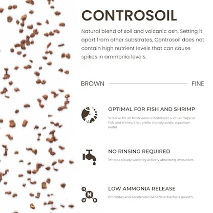 Ultum Nature Systems Controsoil - Freshwater Aqua Soil Substrate for Fish, Shrimp, Live Plant Propagation and Aquascaping - 6.8pH Low Ammonia, Volcanic Ash - Brown, Fine (3 Liter) - color: Brown - Fine, size: 3 Liters (2.7 kg)