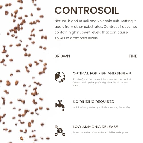 Ultum Nature Systems Controsoil - Freshwater Aqua Soil Substrate for Fish, Shrimp, Live Plant Propagation and Aquascaping - 6.8pH Low Ammonia, Volcanic Ash - Brown, Fine (10 Liter) - color: Brown - Fine, size: 10 Liters (9.1 kg)