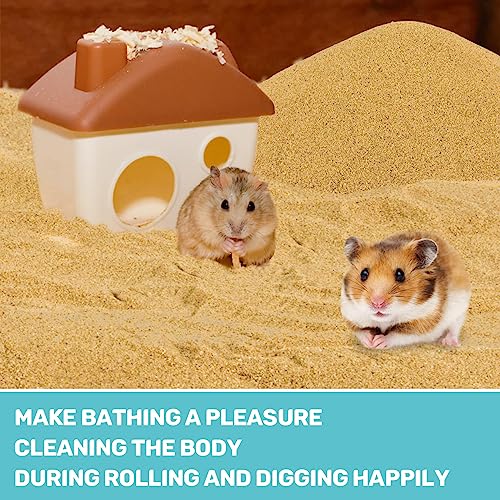Sukh Hamster Desert Sand 15OZ - Fine Sand Bath for Reptile Hermit Crab Dwarf Hamster Chinchilla Gerbil Turtle as Zoo Med Repti Sand Substrate Hamster Bedding Cleaning Supplies Odor Control Hides Dig - color: Brown