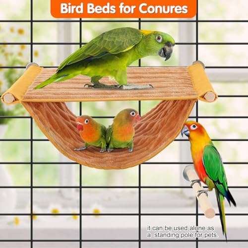 BWOGUE Winter Warm Bird Nest Bed Hanging Hammock Snuggle Hut Parrot House Tent Toy Bird Cage Perch for Parakeet Budgies Cockatiels Lovebird Cockatoo Finch Hamster Chinchilla Guinea Pig(Large, Yellow) - color: Yellow, size: Large (13.56"x9.2")