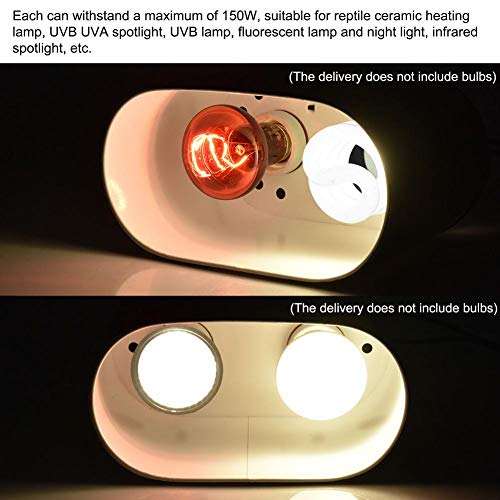 Dual Reptile Light Fixture,Dual Deep Heat Lamps UVB Light Fixture for Reptiles Dome Heat Lighting Lamp Combo kit for Bearded Dragon,lguana,Snake,Turtle Tank,E27