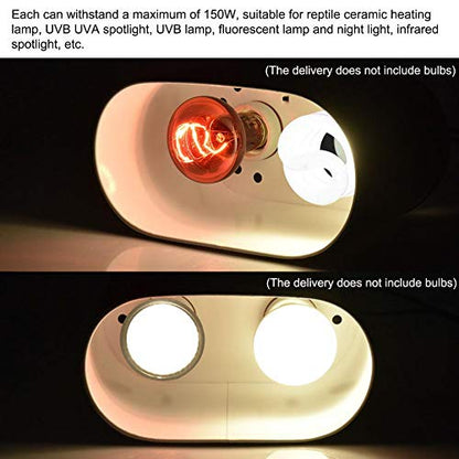 Dual Reptile Light Fixture,Dual Deep Heat Lamps UVB Light Fixture for Reptiles Dome Heat Lighting Lamp Combo kit for Bearded Dragon,lguana,Snake,Turtle Tank,E27