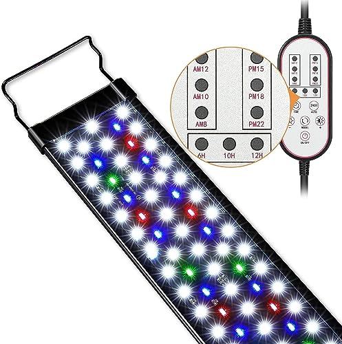 Aquarium Light, 36W 24/7 Lighting Cycle, Sunrise/Daylight/Moonlight Mode and Custom Mode with Expandable Bracket, Adjustable Timer and 7 Color Brightness for 36~42IN - color: Black - Remote Control, size: For 36~42inch Fish Tank