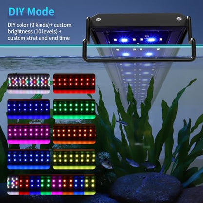 hygger Aquarium Light, 60W Full Spectrum Fish Tank LED Light, 24 H Remote Control Adjustable Timer, Brightness and Color, Extendable Bracket, Power-Off Memory Plant Growth Lamp, Fits 48-52 Inch Tank