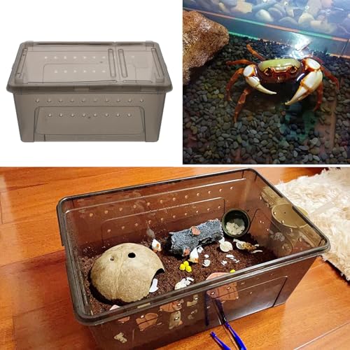 Reptile Feeding Box Portable Small Snake Terrarium Habitat Mini Pet Breeding Cage Hatching Container Transparent Lizard Houses for Tarantula Spider Scorpion Gecko Frog 2PCS