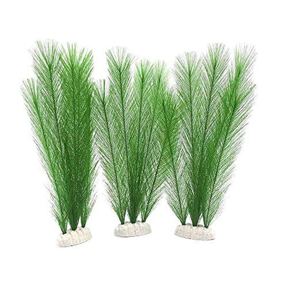 Norgail Aquarium Plastic Silk Plant Decorations Fish Tank Artificial Green Water Plants Made of Silk Fabrics, Safe for All Fish & Pets Large 3Pcs - size: Large