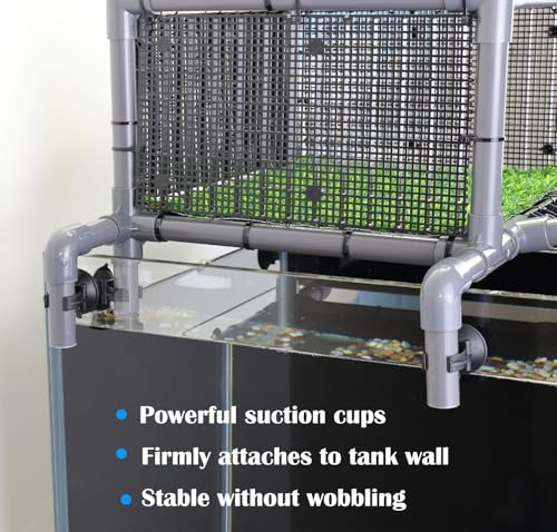 Extra Large Turtle Basking Platform, RES Basking Dock, Above Tank Dry Resting Area with Artificial Grass, Non-Slip Aquatic Turtles Ramp, Turtle Accessories for 75/90/125 Gal