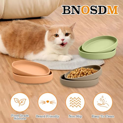 Silicone Dog Food Plate Shallow Dog Bowl Flat Cat Dish Small Puppy Plates for Small Dogs and Cats Whisker Fatigue Pet Feeding Bowls for Dry and Wet Food (Light Brown) - color: 2 Pcs - (Green)