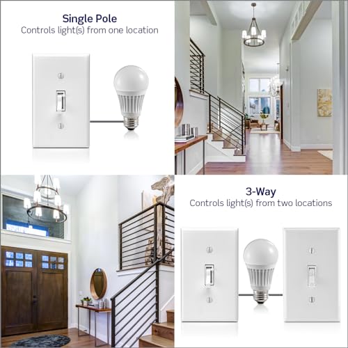 Leviton Toggle Slide Dimmer Switch for Dimmable LED, Halogen and Incandescent Bulbs, TSL06-1LT, Light Almond - color: Light Almond