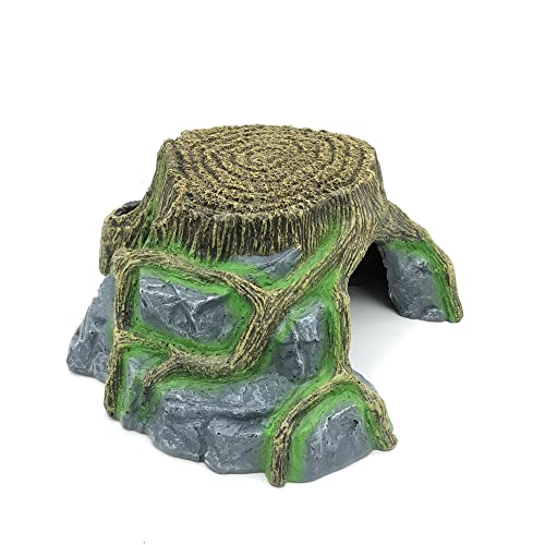 JIHAQUA Resin Large Turtle Tank Accessories Reptile Hideouts Cave Habitat Decor for Gecko Leopard Lizards Toad